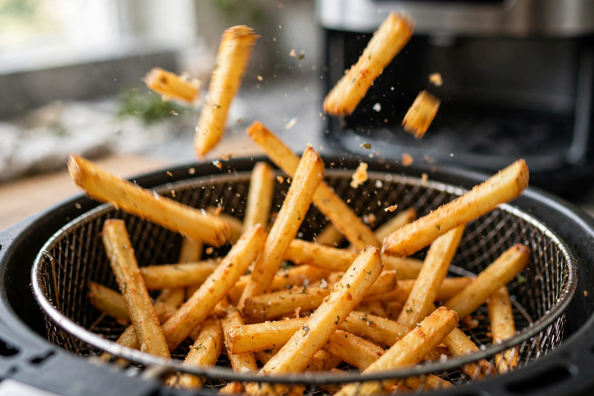 Step 3: fries cooking in air fryer